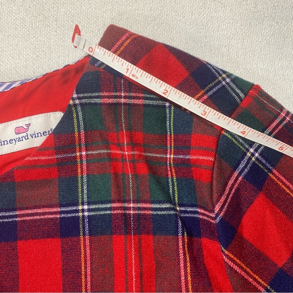 Vineyard Vines Merry Plaid Greenwich Flutter Sleeve Shift Dress - Size 12 - Picture 6 of 15